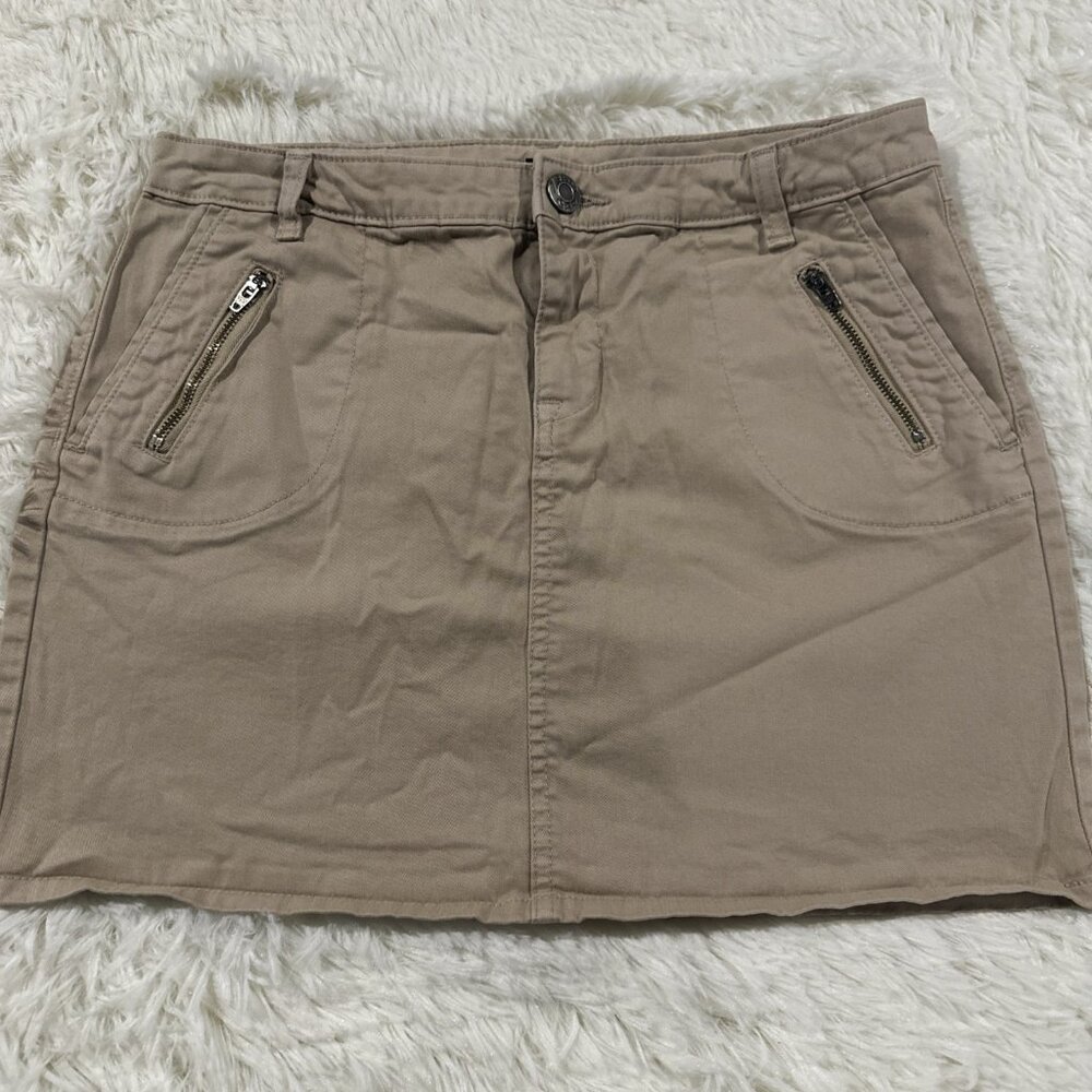 Gap womens beige skirt 2 zipper acent y2k stretch minimalist